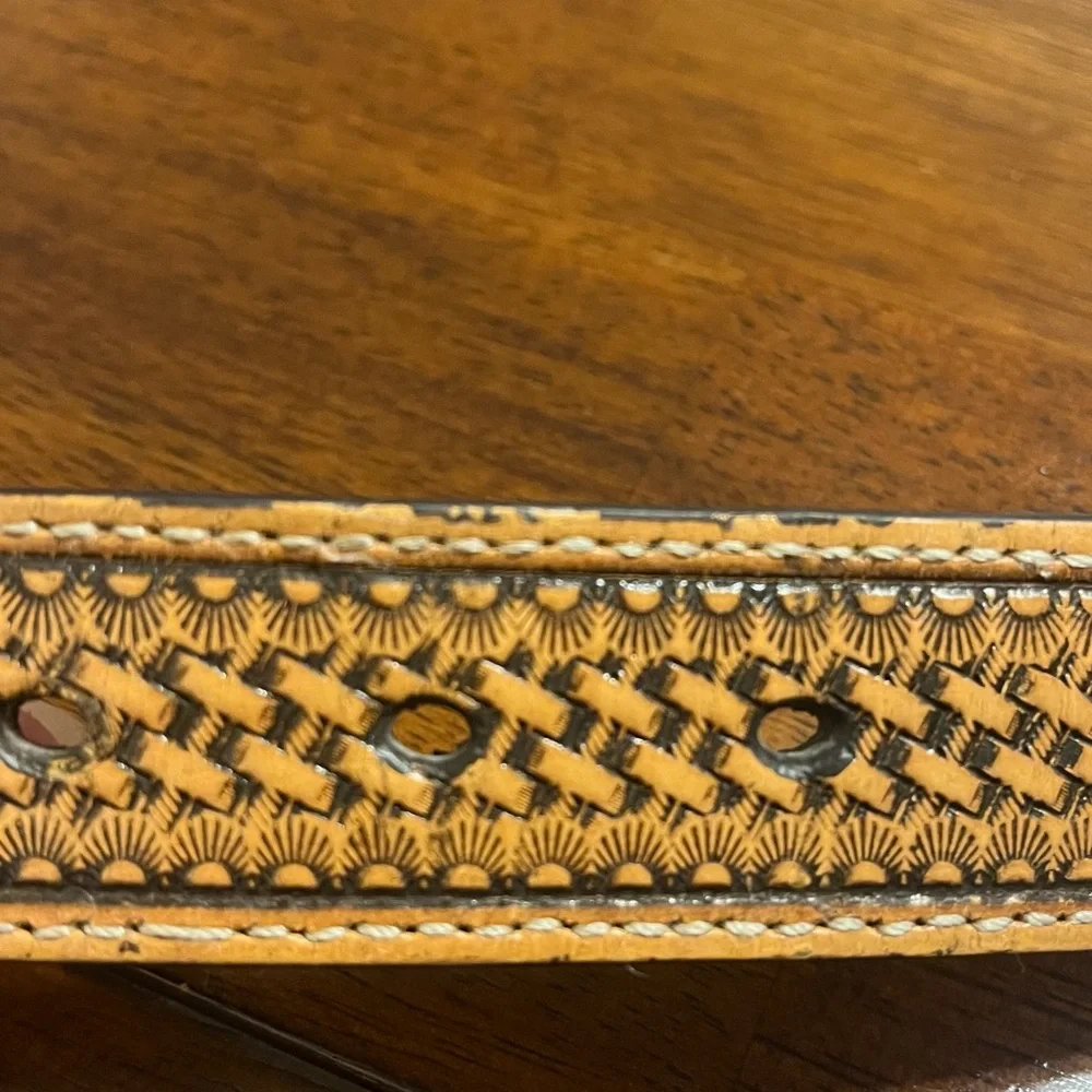 Nocona Genuine Leather Brown and Silver Unisex Western Belt 28